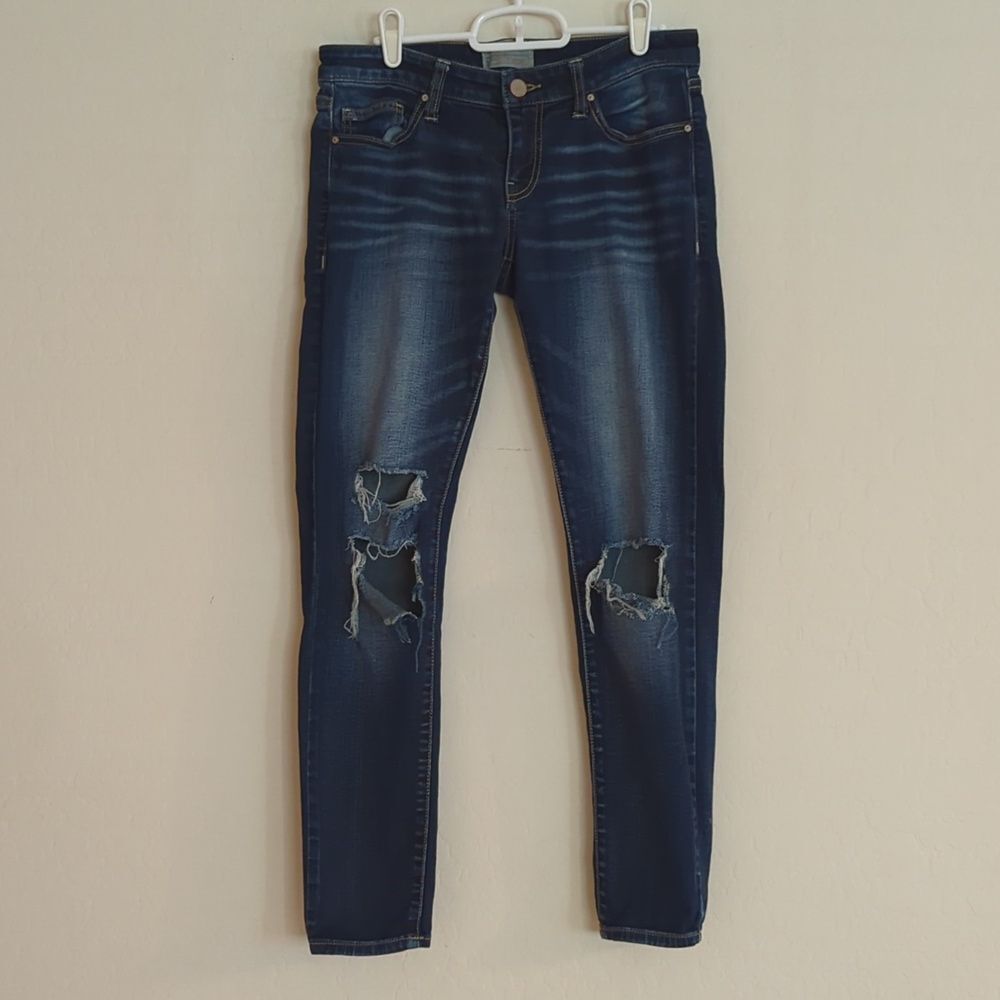BKE Denim Stella Ankle Skinny Dark Wash Distressed Dark Wash Blue Jean - Size 27